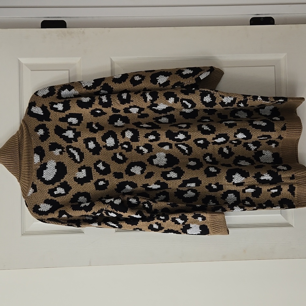NWOT Leopard Print Turtleneck Sweater Dress - Picture 5 of 7
